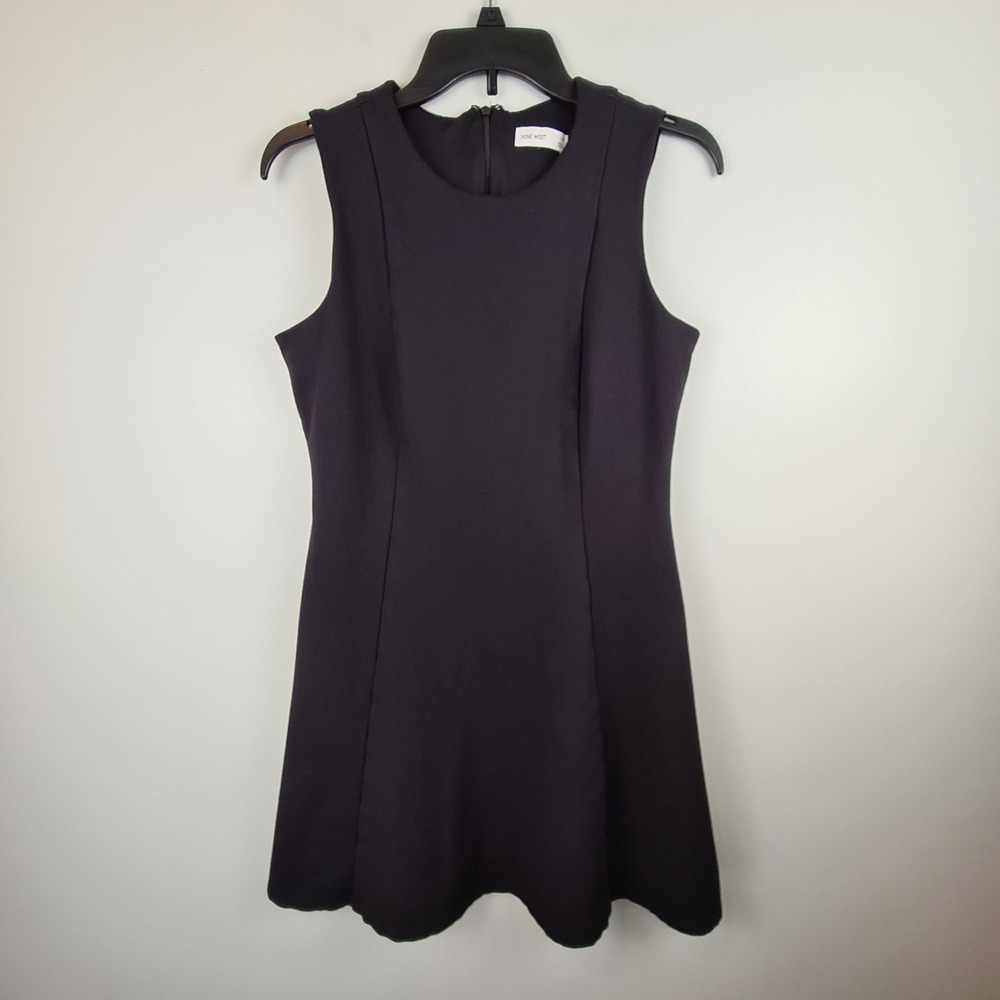 Nine West Women's Black Sleeveless Fit & Flare Ponte Knit Mini Dress Size M Work